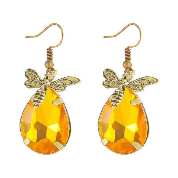 Jewelry Retro Small Bee Water Drop Alloy Electroplated Earrings