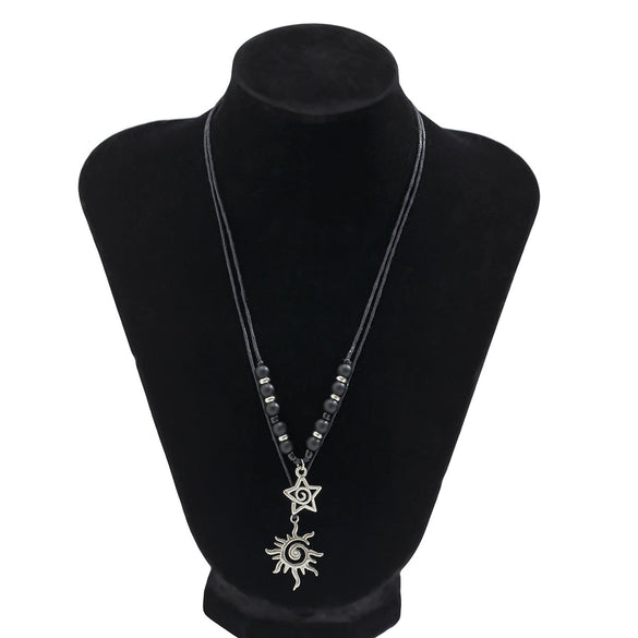 Jewelry Retro Star Pendant Necklace Metal Alloy Wax Line Electroplated
