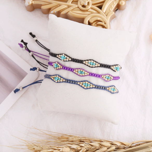 Jewelry Rice Bead Braided Leaves Pattern Women's Bracelet