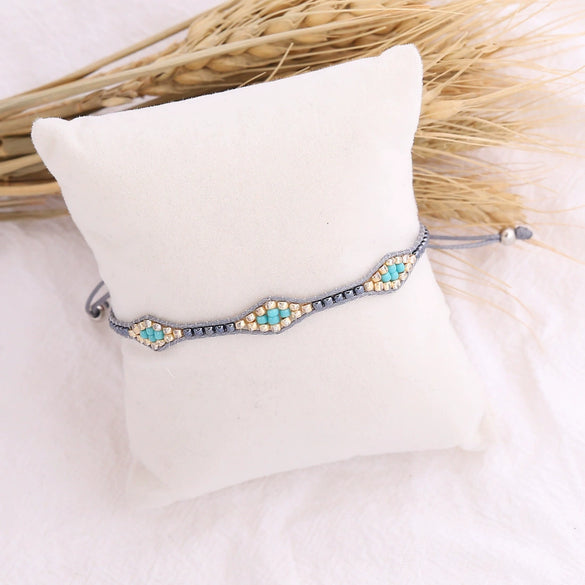 Jewelry Rice Bead Braided Leaves Pattern Women's Bracelet