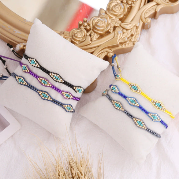 Jewelry Rice Bead Braided Leaves Pattern Women's Bracelet