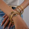 Jewelry Ring And Bracelet Stainless Steel Electroplating Geometric Style Gold And Silver Color Matching
