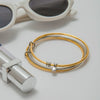Jewelry Ring And Bracelet Stainless Steel Electroplating Geometric Style Gold And Silver Color Matching