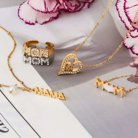 Jewelry Ring And Necklace Titanium Steel Stainless Steel Electroplating Mama Letter Design
