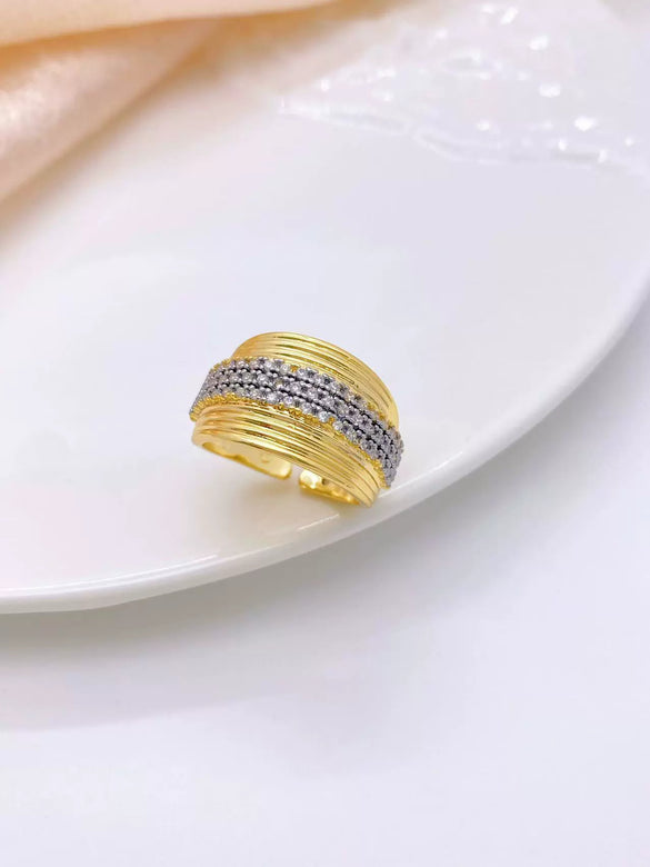 Jewelry Ring Copper Geometric Electroplated Irregular Opening Adjustable Unisex