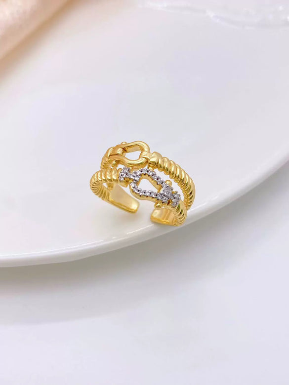 Jewelry Ring Copper Geometric Electroplated Irregular Opening Adjustable Unisex
