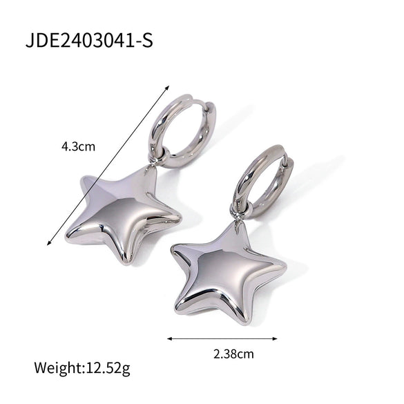 Jewelry Ring Earrings Necklace With Fivepointed Star Pattern Titanium Steel And Stainless Steel Electroplated For Women