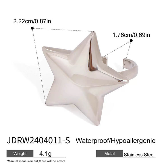 Jewelry Ring Earrings Necklace With Fivepointed Star Pattern Titanium Steel And Stainless Steel Electroplated For Women