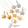 Jewelry Ring Earrings Necklace With Fivepointed Star Pattern Titanium Steel And Stainless Steel Electroplated For Women