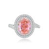 Jewelry Ring S925 Sterling Silver Oval Geometric Cut Set With Diamonds For Women
