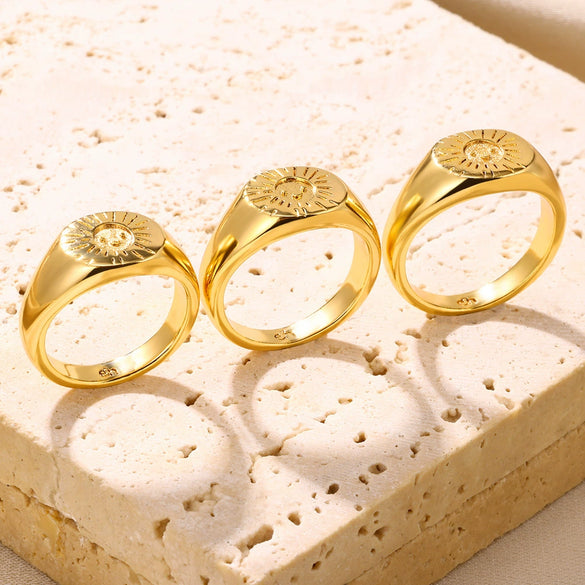 Jewelry Ring Simple Retro Style Unisex Geometric Wave Pattern Electroplated
