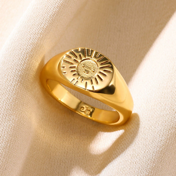 Jewelry Ring Simple Retro Style Unisex Geometric Wave Pattern Electroplated