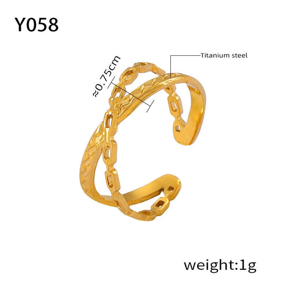 Jewelry Ring Steel Gold Plated Geometric Hollowout Casual Style
