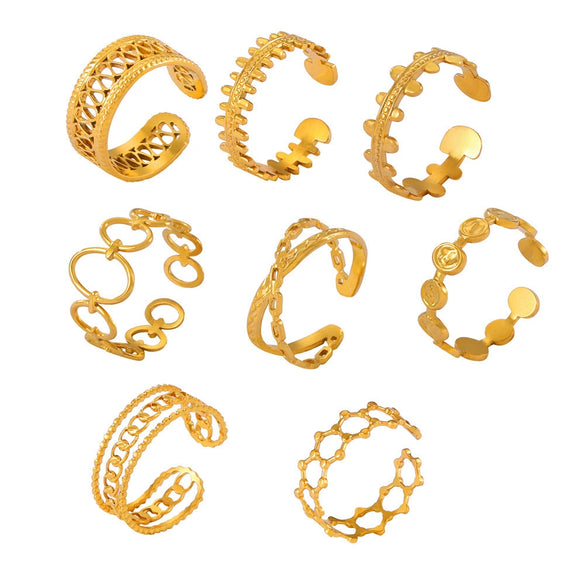 Jewelry Ring Steel Gold Plated Geometric Hollowout Casual Style