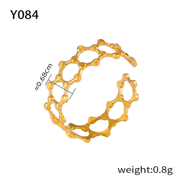 Jewelry Ring Steel Gold Plated Geometric Hollowout Casual Style