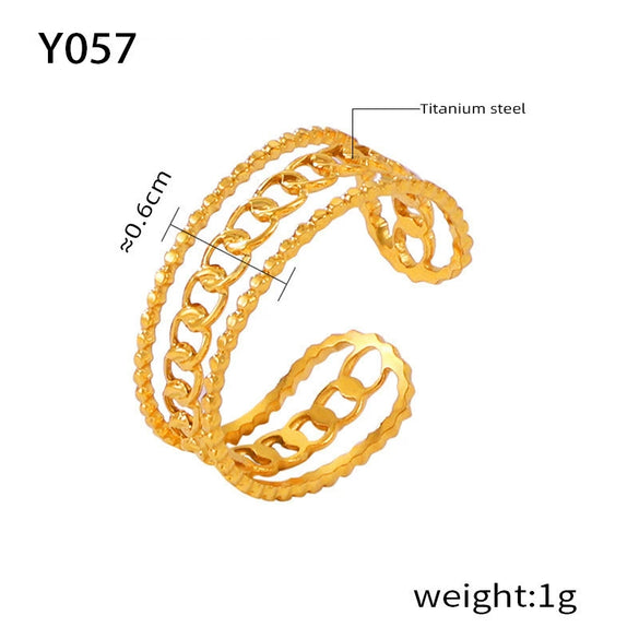 Jewelry Ring Steel Gold Plated Geometric Hollowout Casual Style