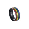 Jewelry Ring Titanium Steel Multicolor Rainbow Oil Dripping Geometric Style