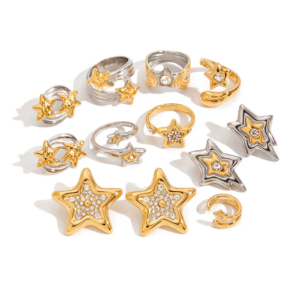Jewelry Rings Earrings And Necklaces Titanium Steel Stainless Steel Fivepointed Star Electroplated