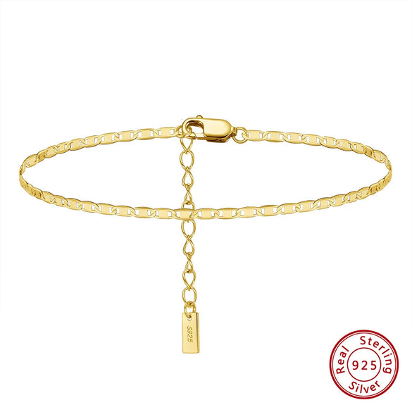 Jewelry S925 Sterling Silver Anklet Geometric Simple Women's