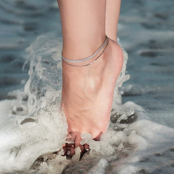 Jewelry S925 Sterling Silver Anklet Geometric Simple Women's