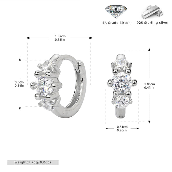 Jewelry S925 Sterling Silver Earrings Zircon Geometric Light Luxury Electroplated