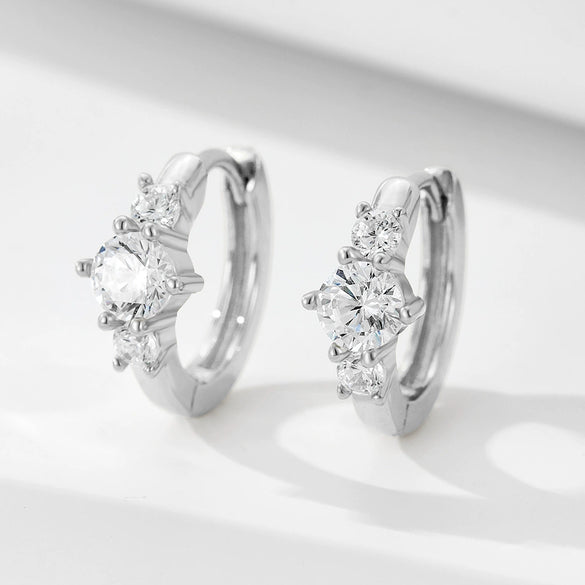Jewelry S925 Sterling Silver Earrings Zircon Geometric Style Set With Diamonds