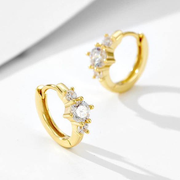 Jewelry S925 Sterling Silver Earrings Zircon Geometric Style Set With Diamonds