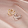 Jewelry S925 Sterling Silver Geometric Cshaped Multilayered Open Ring 14K Goldplated