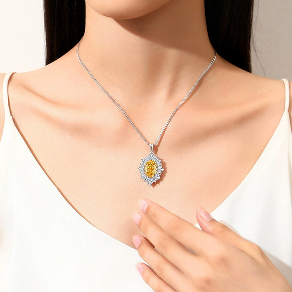 Jewelry S925 Sterling Silver Geometric Diamond Necklace Pendant