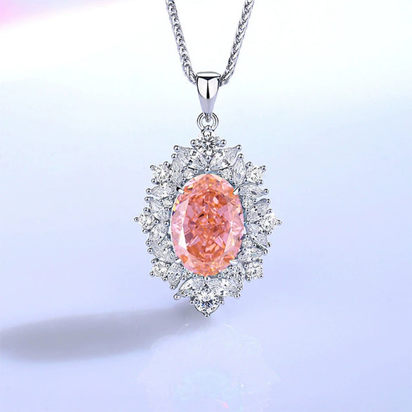 Jewelry S925 Sterling Silver Geometric Diamond Necklace Pendant