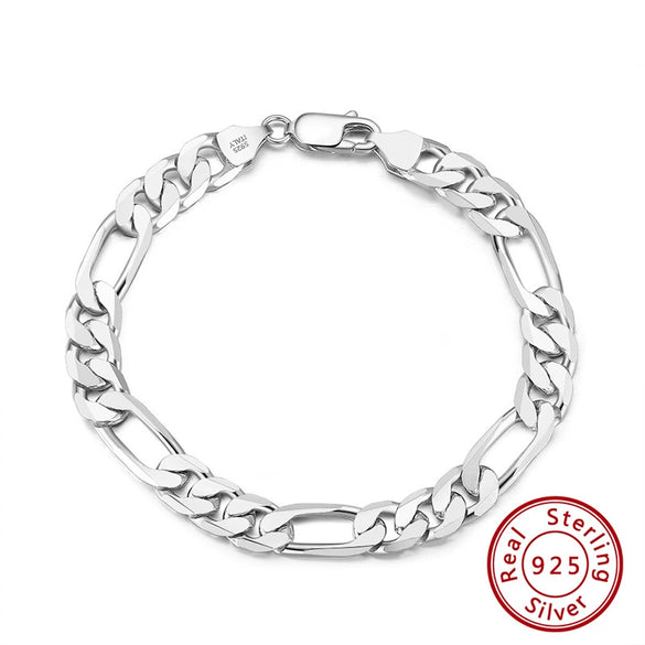 Jewelry S925 Sterling Silver Geometric Figaro Bracelet Electroplating For Men And Women