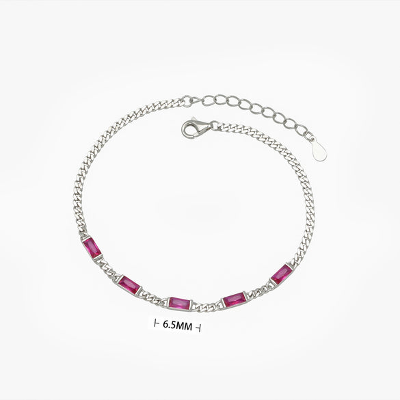 Jewelry S925 Sterling Silver Geometric Inlaid Zircon Retro Dopamine Bracelet Unisex Couple Style