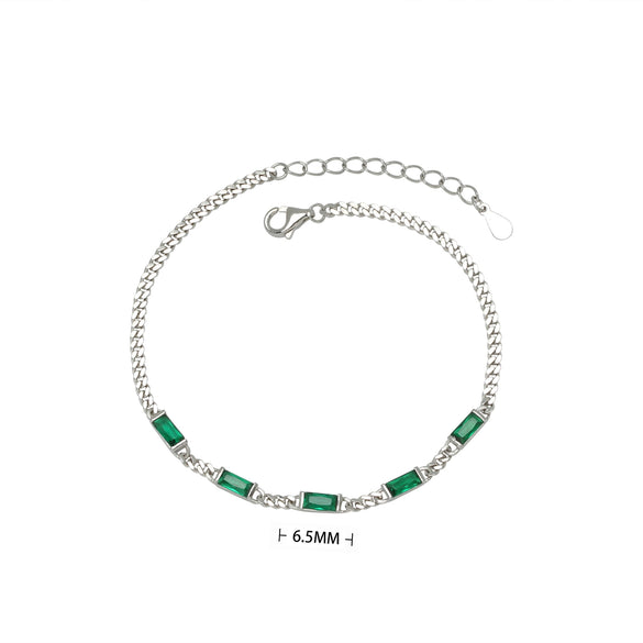 Jewelry S925 Sterling Silver Geometric Inlaid Zircon Retro Dopamine Bracelet Unisex Couple Style