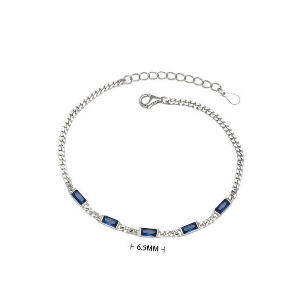 Jewelry S925 Sterling Silver Geometric Inlaid Zircon Retro Dopamine Bracelet Unisex Couple Style