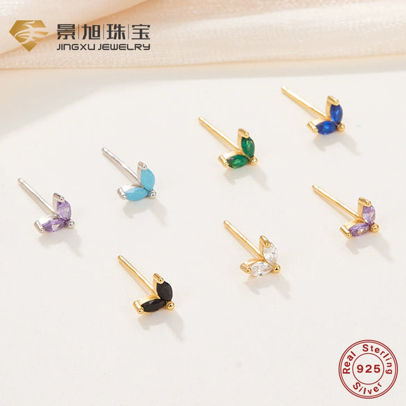 Jewelry S925 Sterling Silver Geometric Style Horse Eye Stone Earrings