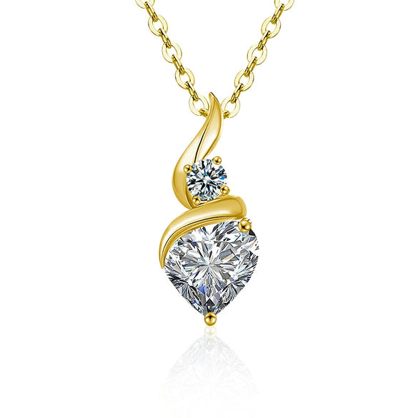 Jewelry S925 Sterling Silver Heartshaped Moissanite Pendant Necklace