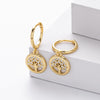 Jewelry S925 Sterling Silver Inlaid Zircon Geometric Tree Of Life Gold Plated Women's Earrings