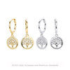 Jewelry S925 Sterling Silver Inlaid Zircon Geometric Tree Of Life Gold Plated Women's Earrings