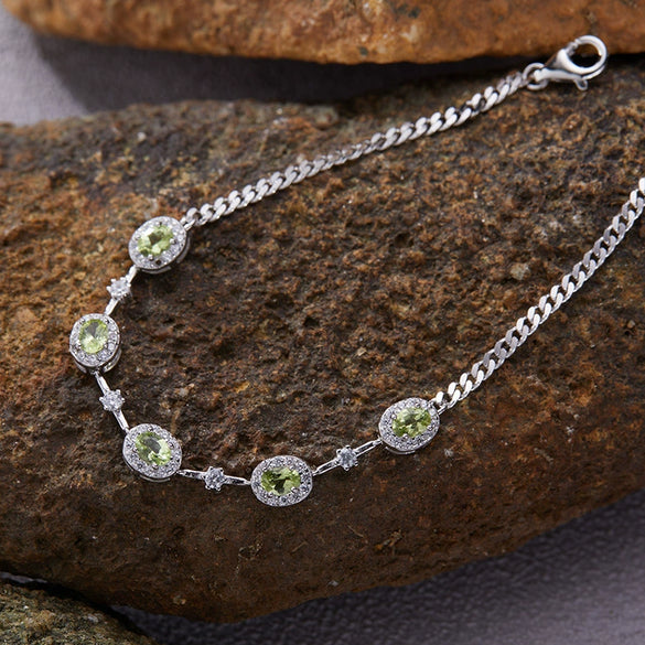 Jewelry S925 Sterling Silver Natural Gemstone Geometric Style Bracelet For Women