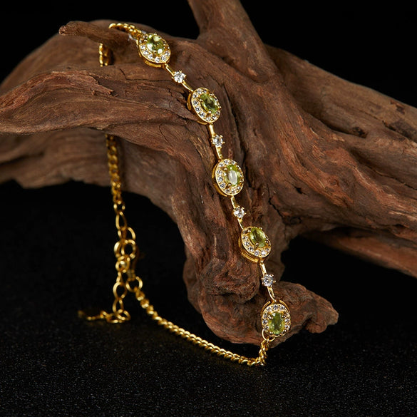 Jewelry S925 Sterling Silver Natural Gemstone Geometric Style Bracelet For Women