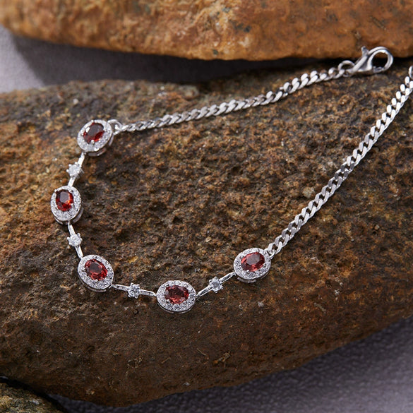 Jewelry S925 Sterling Silver Natural Gemstone Geometric Style Bracelet For Women