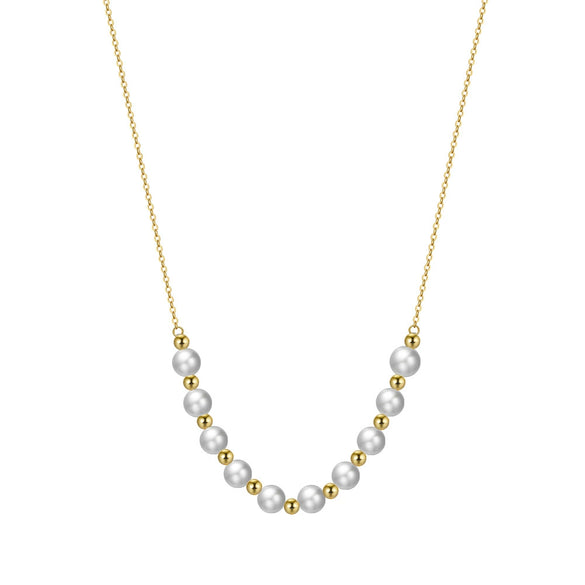 Jewelry S925 Sterling Silver Natural Pearl Geometric Pendant Necklace Electroplating