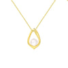 Jewelry S925 Sterling Silver Natural Pearl Geometric Pendant Necklace Electroplating