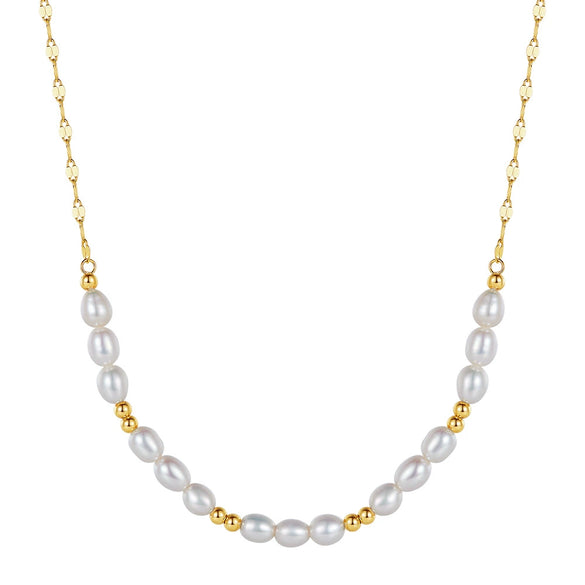 Jewelry S925 Sterling Silver Natural Pearl Geometric Pendant Necklace Electroplating