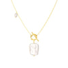 Jewelry S925 Sterling Silver Natural Pearl Geometric Pendant Necklace Electroplating