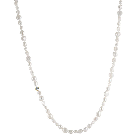 Jewelry S925 Sterling Silver Natural Pearl Geometric Pendant Necklace Electroplating