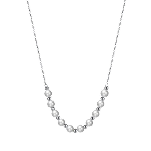 Jewelry S925 Sterling Silver Natural Pearl Geometric Pendant Necklace Electroplating