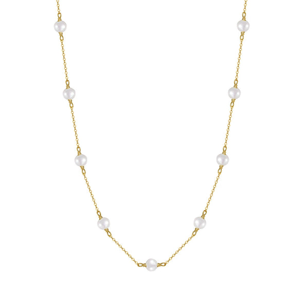 Jewelry S925 Sterling Silver Natural Pearl Geometric Pendant Necklace Electroplating