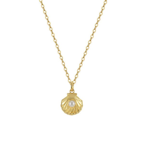 Jewelry S925 Sterling Silver Natural Pearl Geometric Pendant Necklace Electroplating