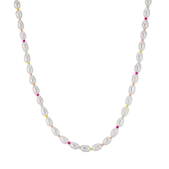 Jewelry S925 Sterling Silver Natural Pearl Geometric Pendant Necklace Electroplating